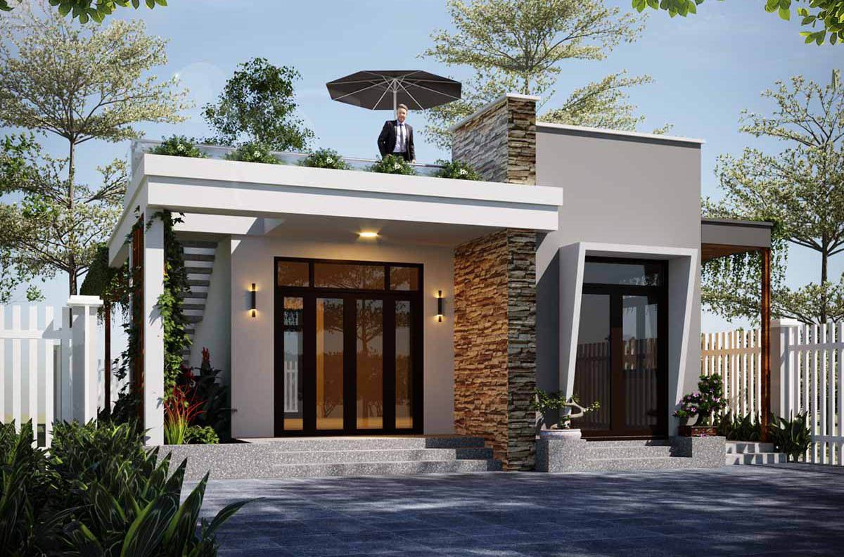 Mẫu Nhà Cấp 4 Chữ L Mái Bằng Phong Cách Châu Âu Mẫu Nhà Cấp 4 Chữ L Mái Bằng Phong Cách Châu Âu
