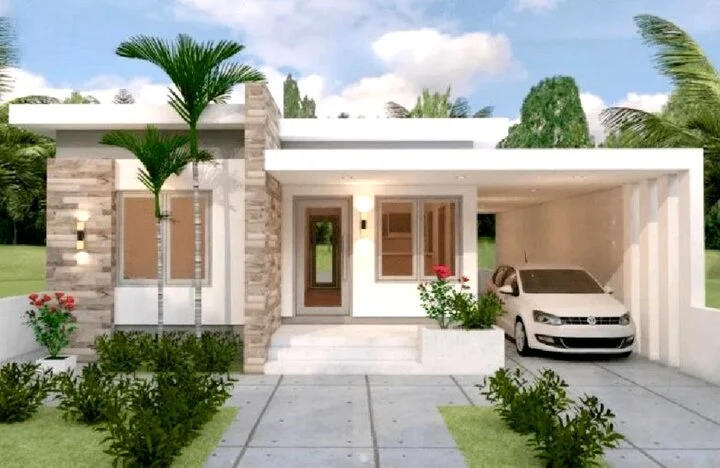 Mẫu Nhà Cấp 4 Chữ L Mái Bằng Phong Cách Châu Âu Mẫu Nhà Cấp 4 Chữ L Mái Bằng Phong Cách Châu Âu