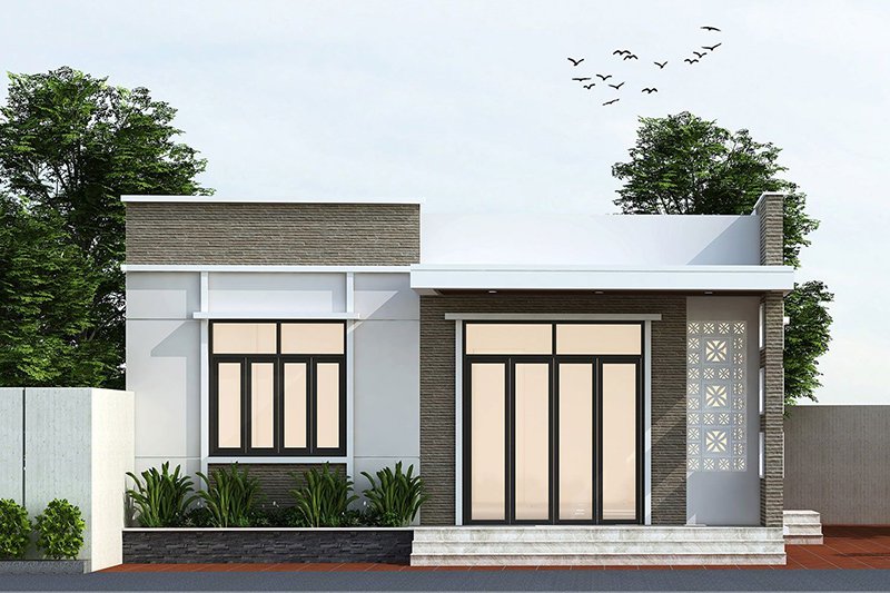 Mẫu Nhà Cấp 4 Chữ L Mái Bằng Kết Hợp Kinh Doanh Mẫu Nhà Cấp 4 Chữ L Mái Bằng Kết Hợp Kinh Doanh