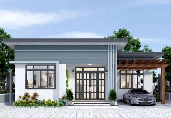 Mẫu Nhà Cấp 4 Chữ L Mái Bằng Hiện Đại Mẫu Nhà Cấp 4 Chữ L Mái Bằng Hiện Đại