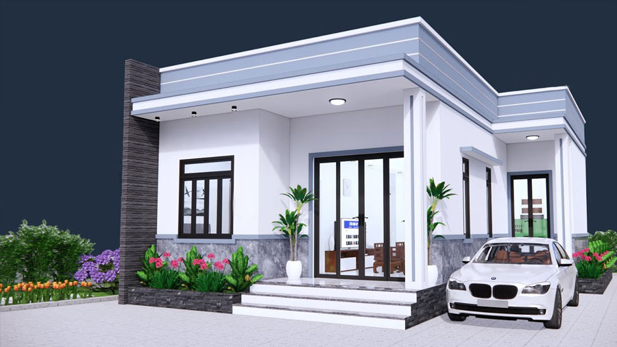 Mẫu Nhà Cấp 4 Chữ L Mái Bằng Truyền Thống Mẫu Nhà Cấp 4 Chữ L Mái Bằng Truyền Thống