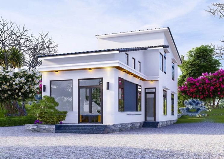Mẫu Nhà Cấp 4 Mái Lệch 3 Phòng Ngủ Với Sân Vườn