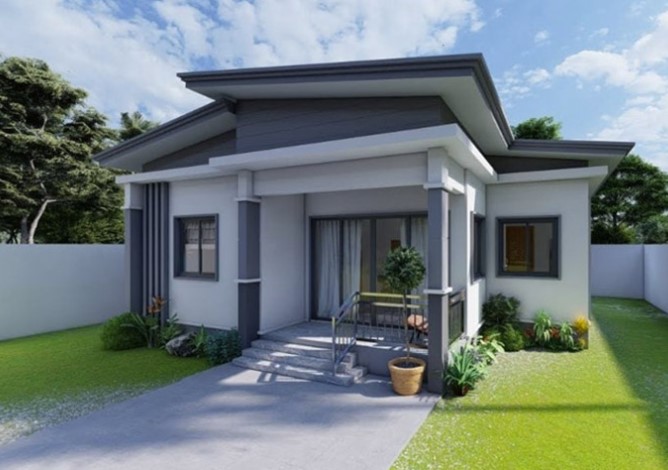 Mẫu Nhà Cấp 4 Mái Lệch 3 Phòng Ngủ Với Sân Vườn