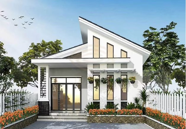 Mẫu Nhà Cấp 4 Mái Lệch 3 Phòng Ngủ Hiện Đại