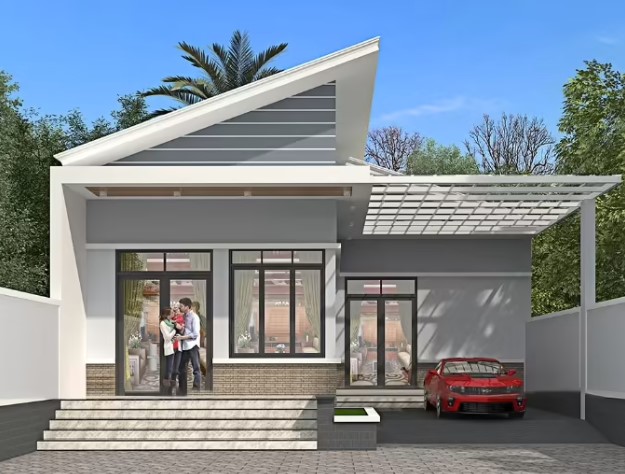 Mẫu Nhà Cấp 4 Mái Lệch 3 Phòng Ngủ Hiện Đại
