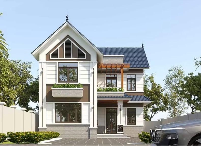 Mẫu Nhà Mái Thái 2 Tầng Tân Cổ Điển Với Sân Vườn Mẫu Nhà Mái Thái 2 Tầng Tân Cổ Điển Với Sân Vườn