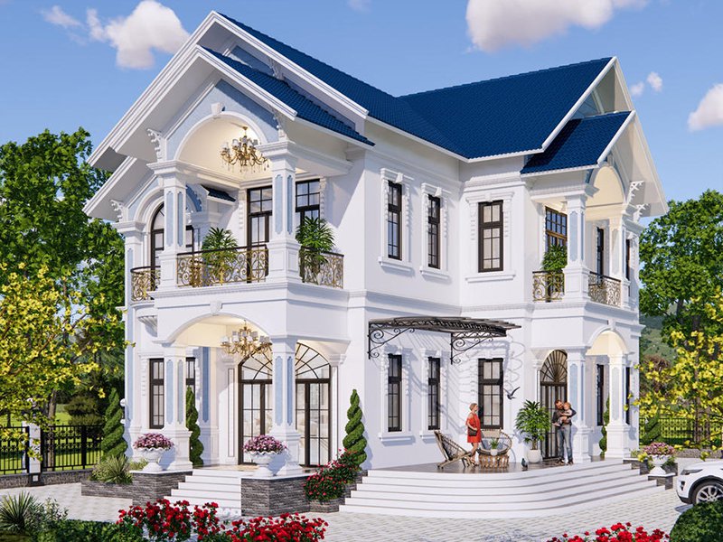 Mẫu Nhà Mái Thái 2 Tầng Tân Cổ Điển Với Mặt Tiền Rộng Mẫu Nhà Mái Thái 2 Tầng Tân Cổ Điển Với Mặt Tiền Rộng