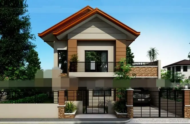 Mẫu Nhà Mái Thái 2 Tầng Tân Cổ Điển Với Gara Ô Tô Mẫu Nhà Mái Thái 2 Tầng Tân Cổ Điển Với Gara Ô Tô