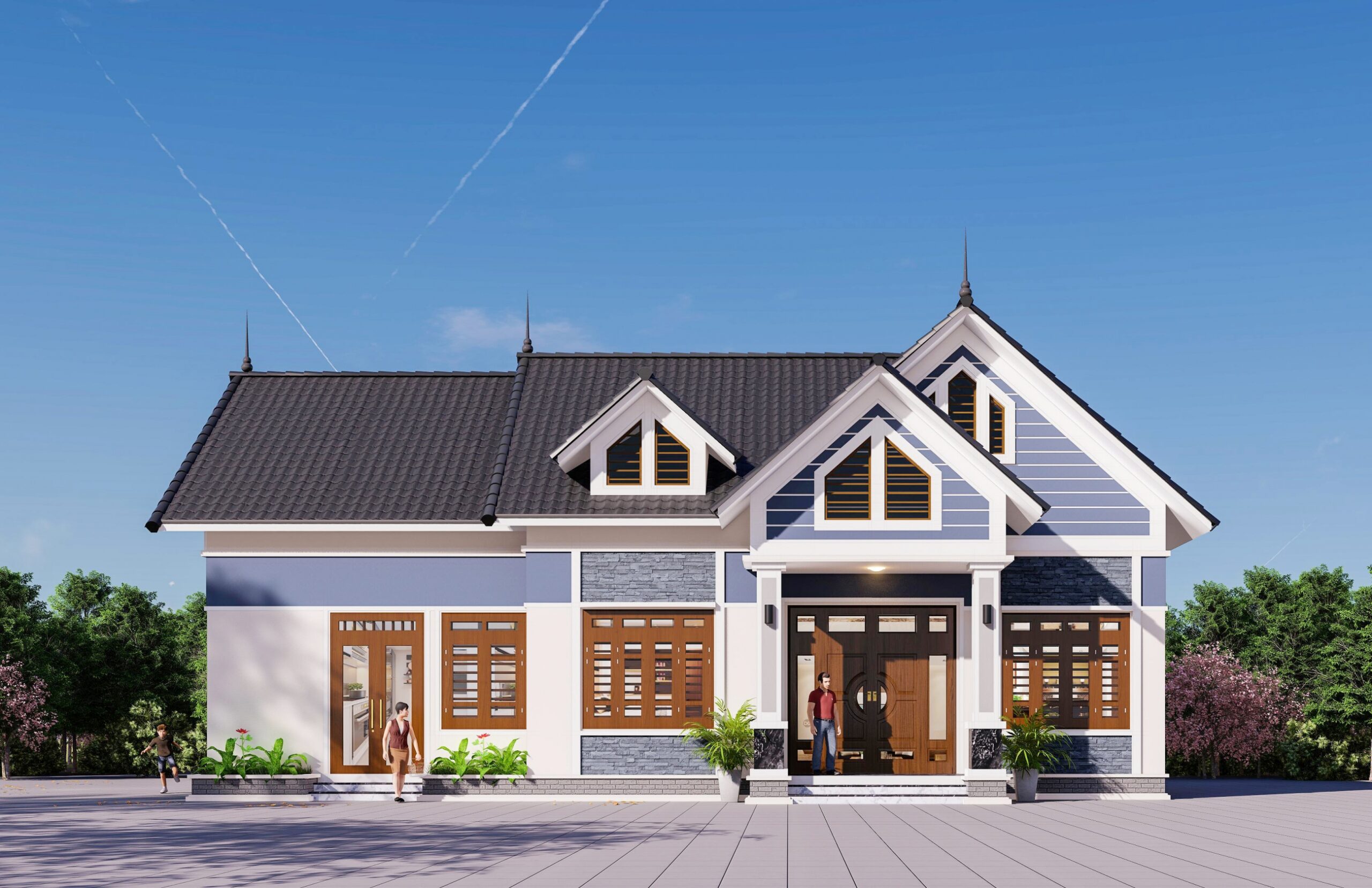 Mẫu Nhà Ngang 10M Cấp 4 Mái Thái