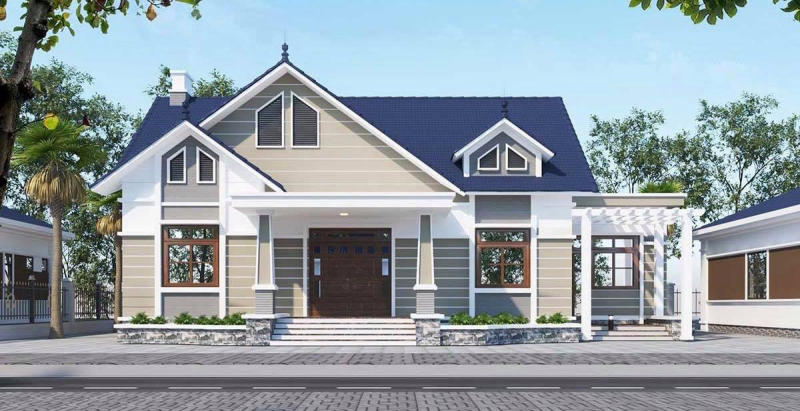 Mẫu Nhà Ngang 10M Cấp 4 Mái Thái