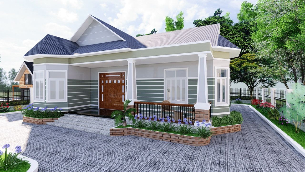 Mẫu Nhà Ngang 10M Cấp 4 Mái Thái