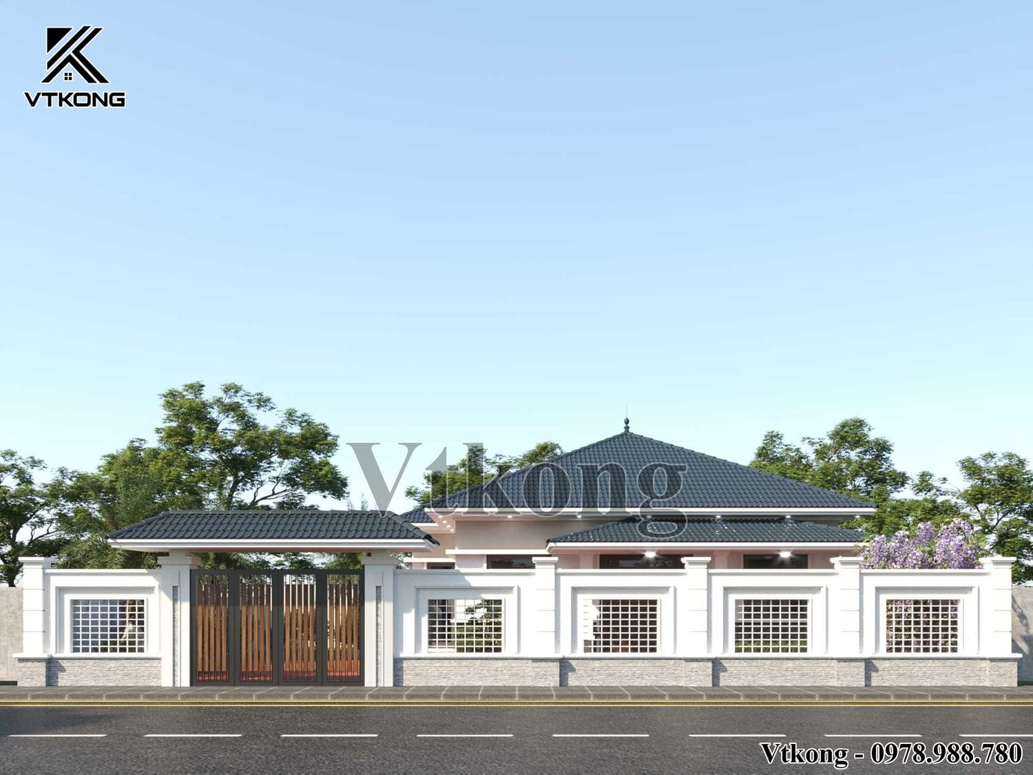Vi Tri Dung Tu Ngoai Duong Nhin Vao Mau Biet Thu 1 Tang Mai Nhat 12X12M Bt1T126