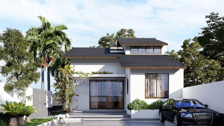 Mẫu Nhà Cấp 4 Chữ L 2 Phòng Ngủ Nông Thôn