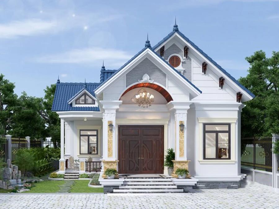 Mẫu Nhà Cấp 4 Chữ L 2 Phòng Ngủ Hiện Đại Với Mái Thái