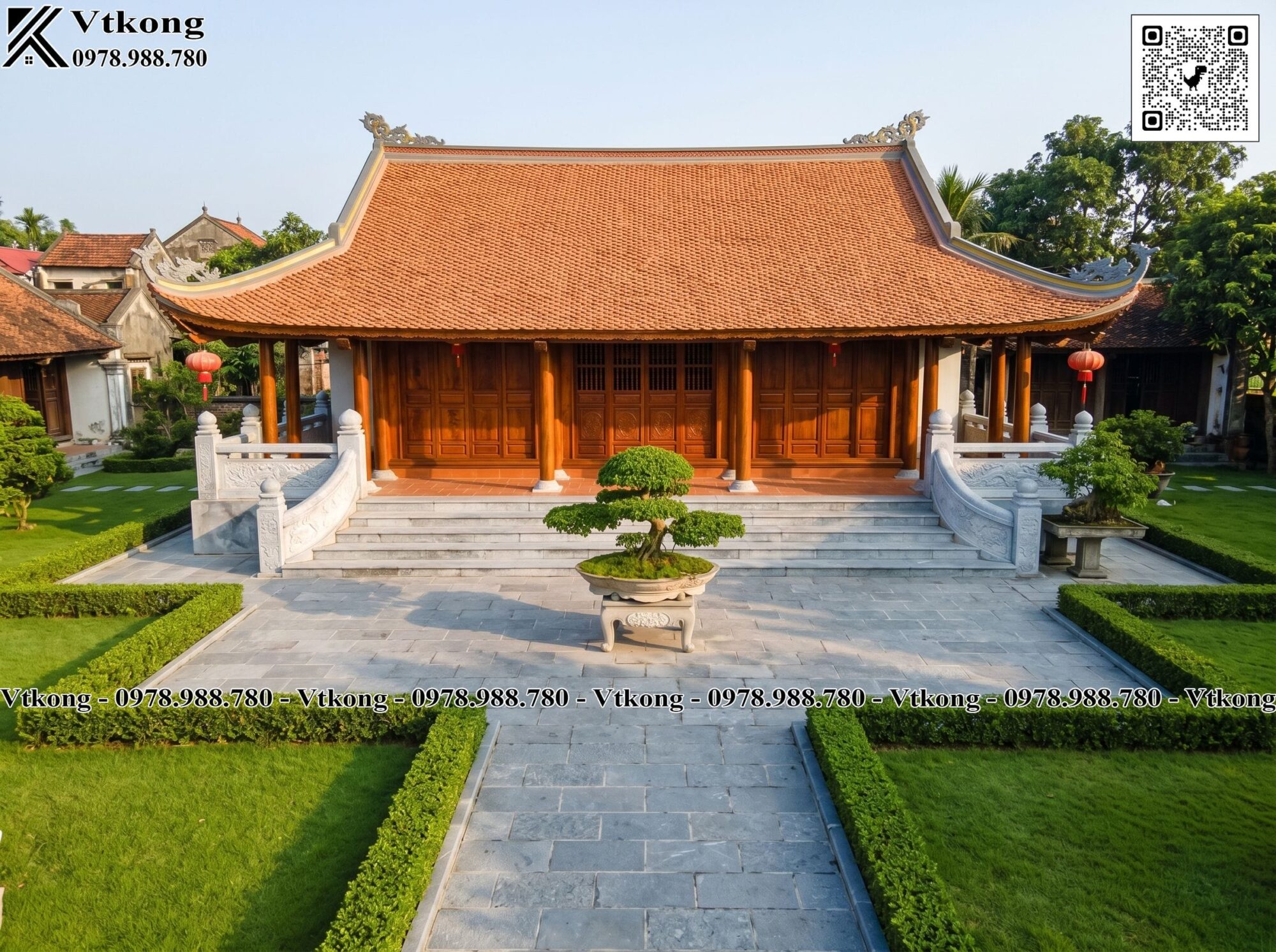 Mẫu nhà thờ họ 4 mái 3 gian đẹp bền vững theo thời gian - Vtkong