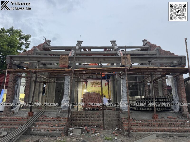 Nhà Thờ 3 Gian Bê Tông Giả Gỗ Tại Hải Dương Nha Tho 3 Gian Be Tong Gia Go Tai Hai Duong