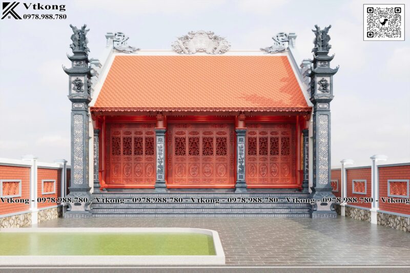 Mat Tien Mau Thiet Ke Nha Tho 3 Gian 2 Mai 8X7.2M Nth95